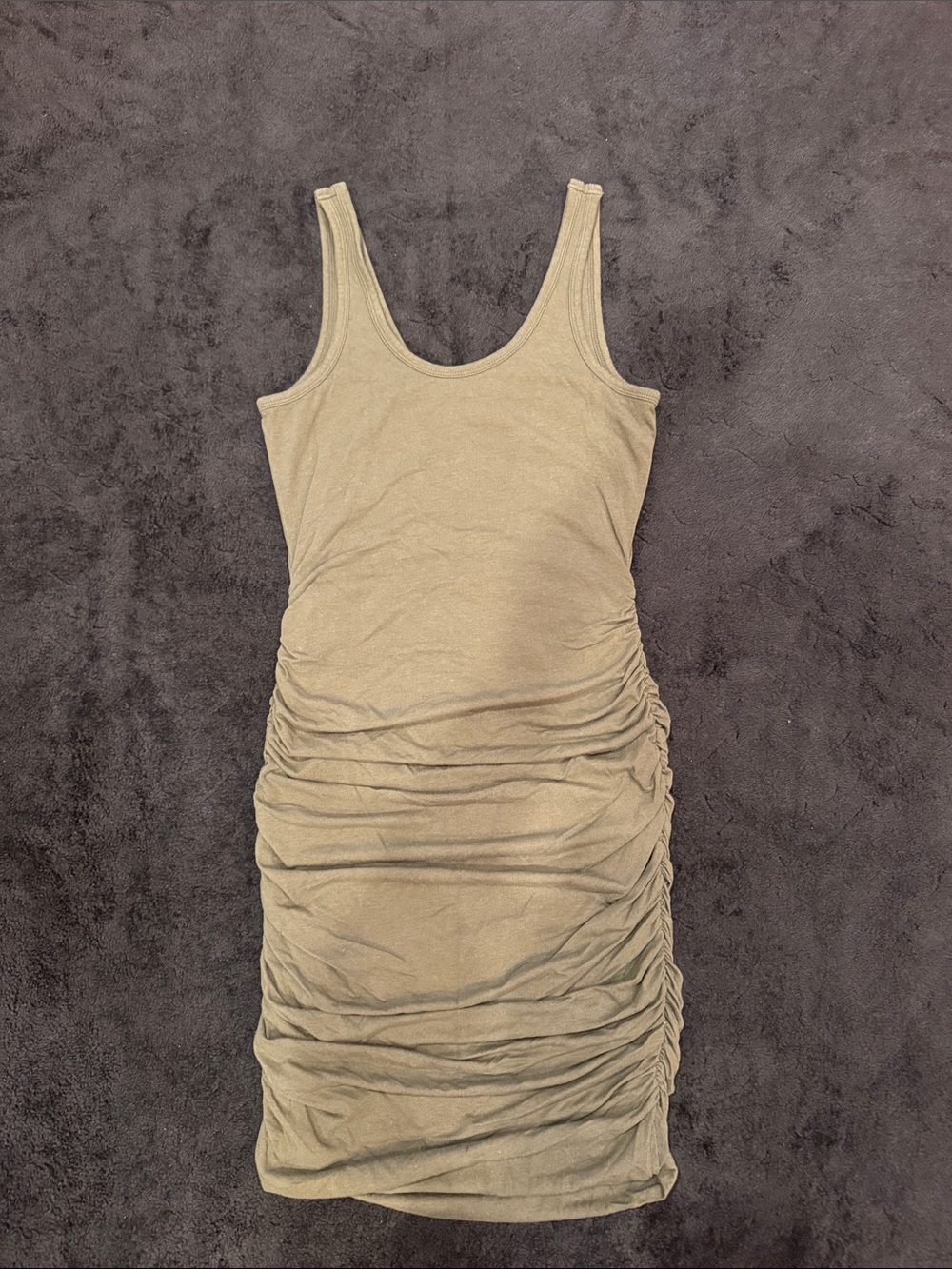 Express Olive Ruched Tank Bodycon Mini Dress